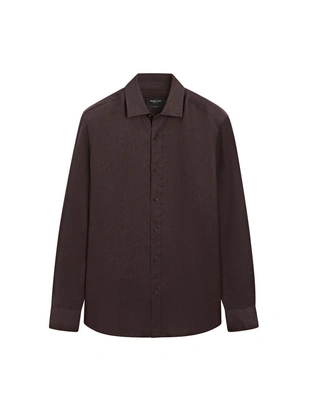 Рубашка из 100% льна в стиле slim fit- Заказать в России