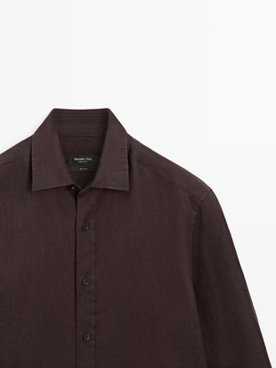 Рубашка из 100% льна в стиле slim fit- Заказать в России