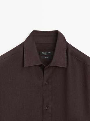 Рубашка из 100% льна в стиле slim fit- Заказать в России