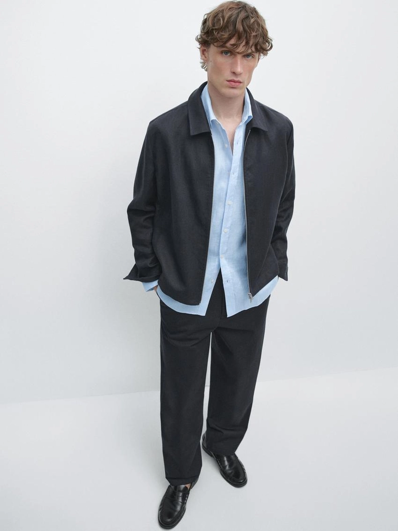 Рубашка из 100% льна с узким кроем