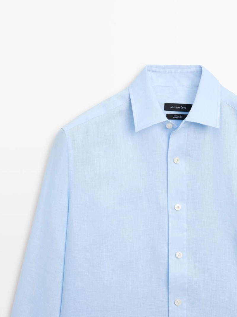 Рубашка из 100% льна с узким кроем