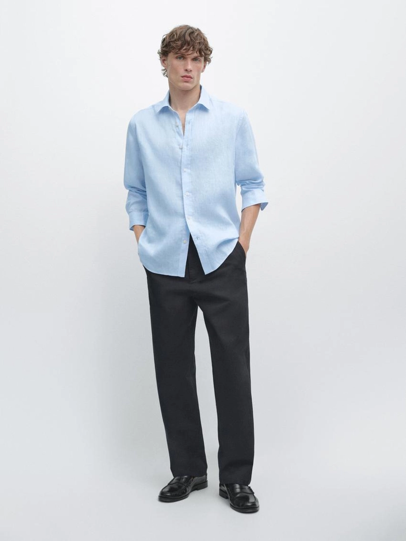 Рубашка из 100% льна с узким кроем