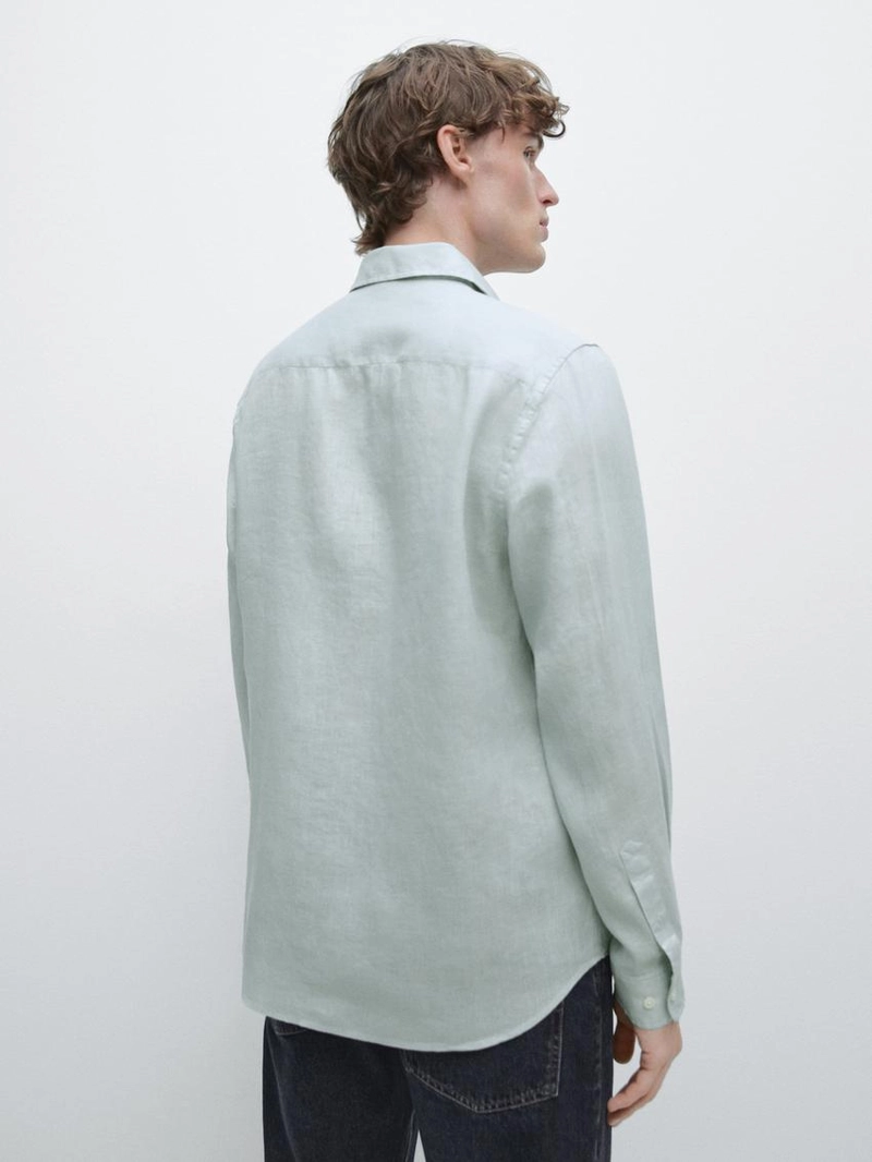 Рубашка из 100% льна в зауженном фасоне