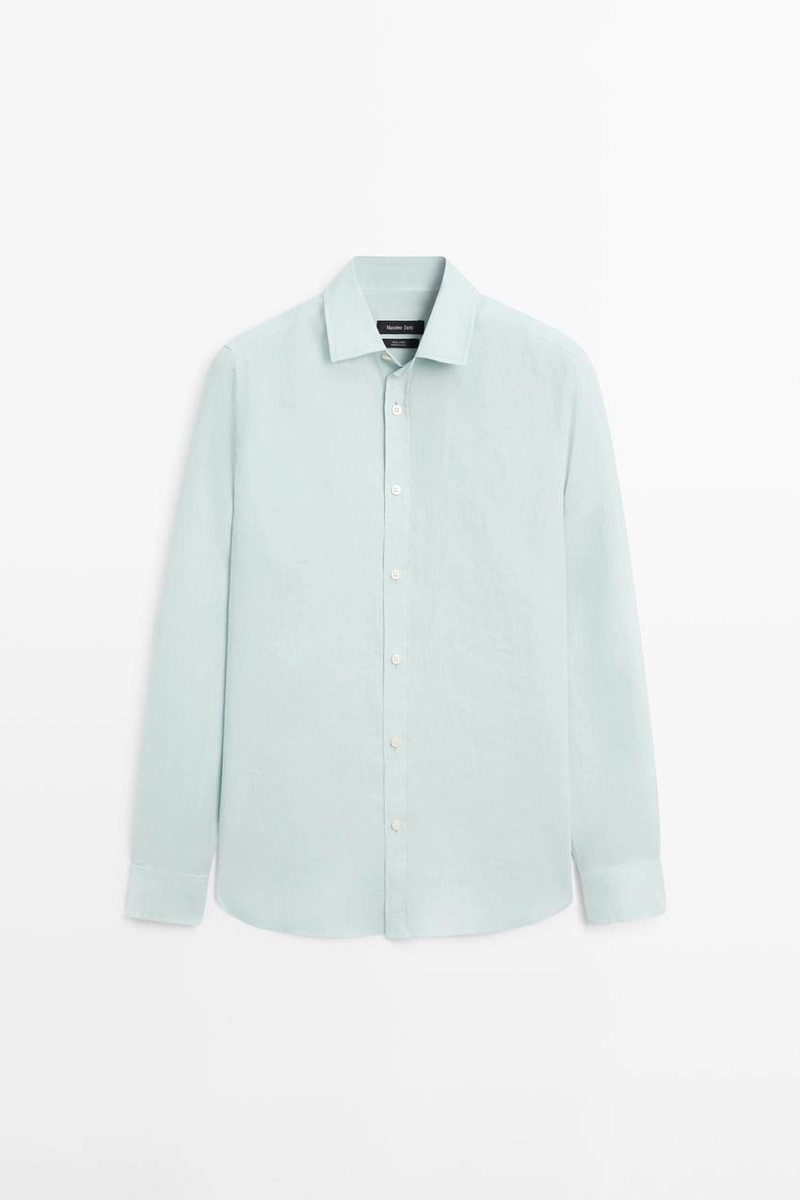 Рубашка из 100% льна в зауженном фасоне