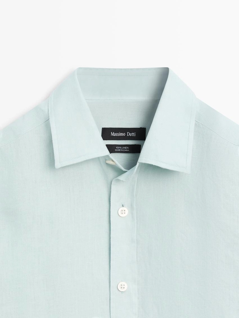 Рубашка из 100% льна в зауженном фасоне