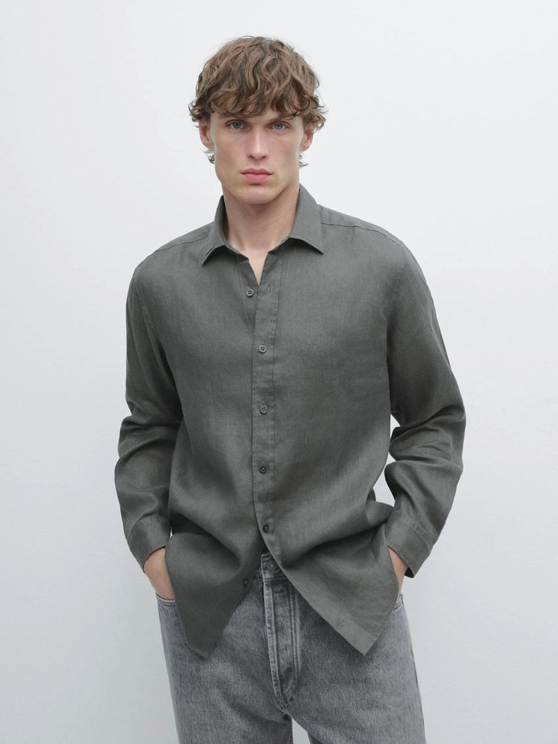 Рубашка из льна слим-фит