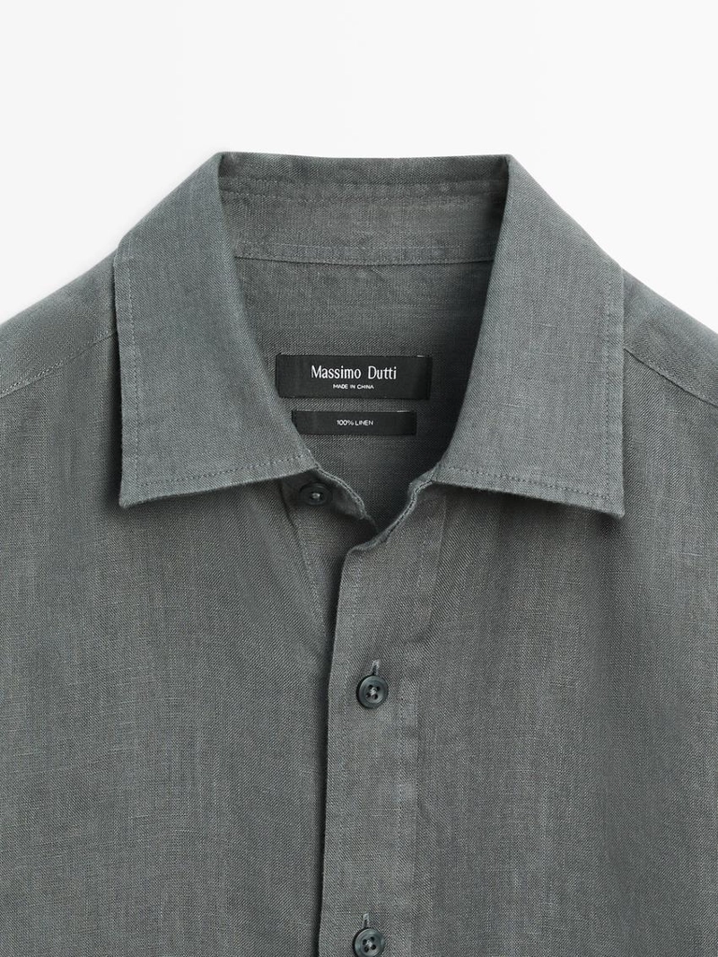 Рубашка из льна слим-фит