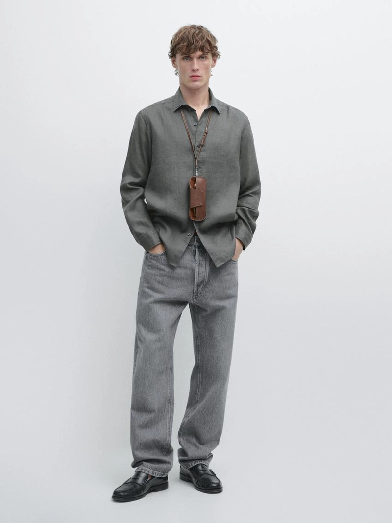 Рубашка из льна слим-фит