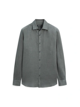 Рубашка из льна слим-фит- Заказать в России