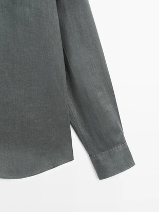 Рубашка из льна слим-фит- Заказать в России