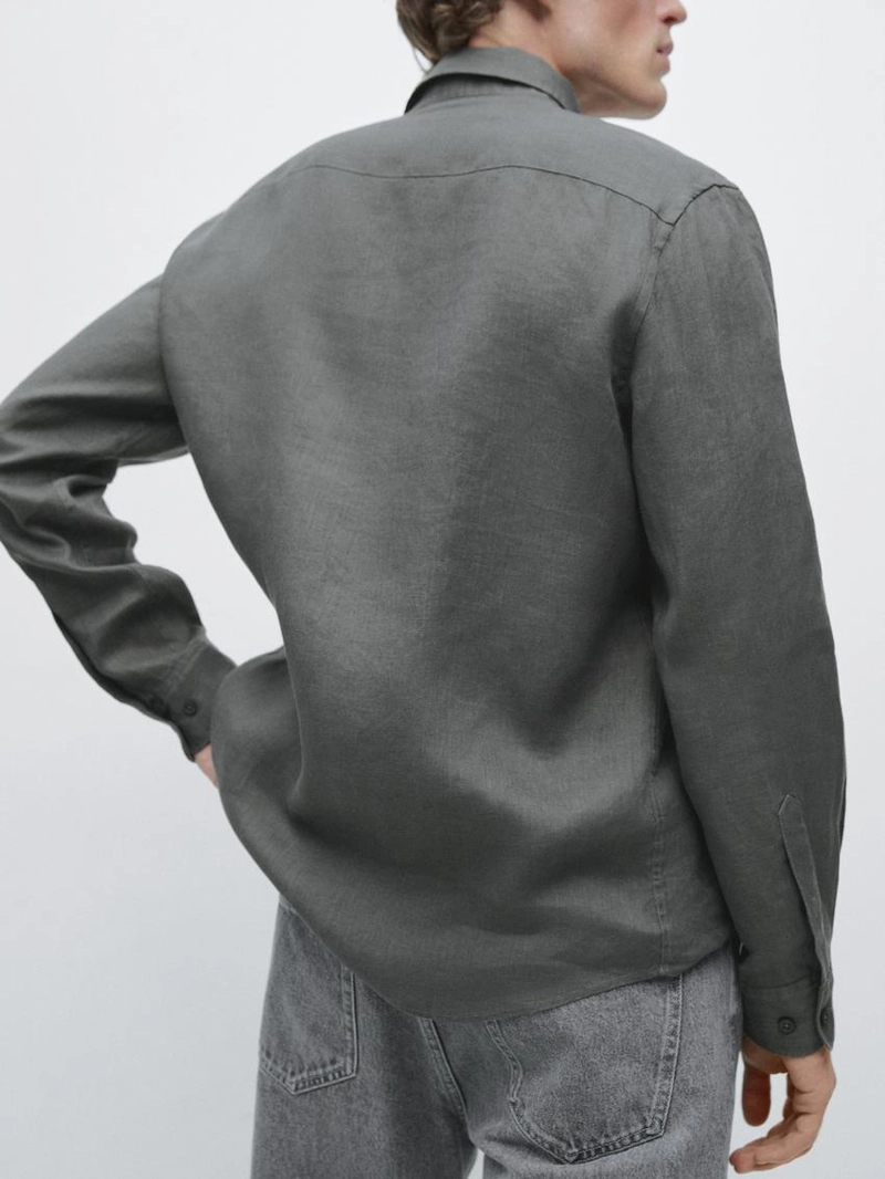 Рубашка из льна слим-фит