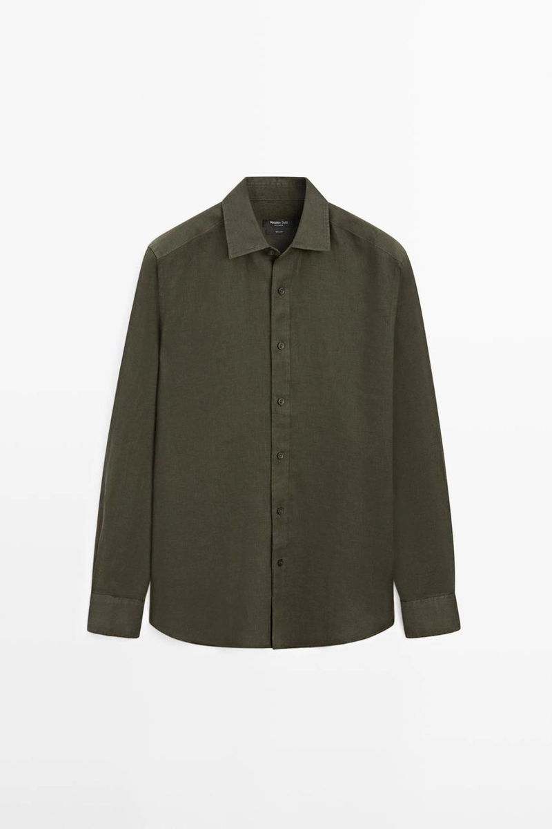 Рубашка из 100% льна в зауженном крое