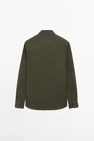 Рубашка из 100% льна в зауженном крое- Заказать в России