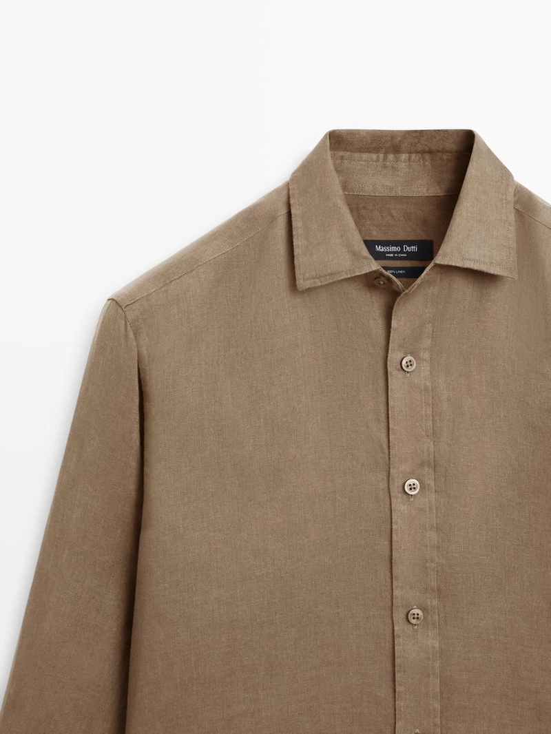 Рубашка из 100% льна в плотной посадке