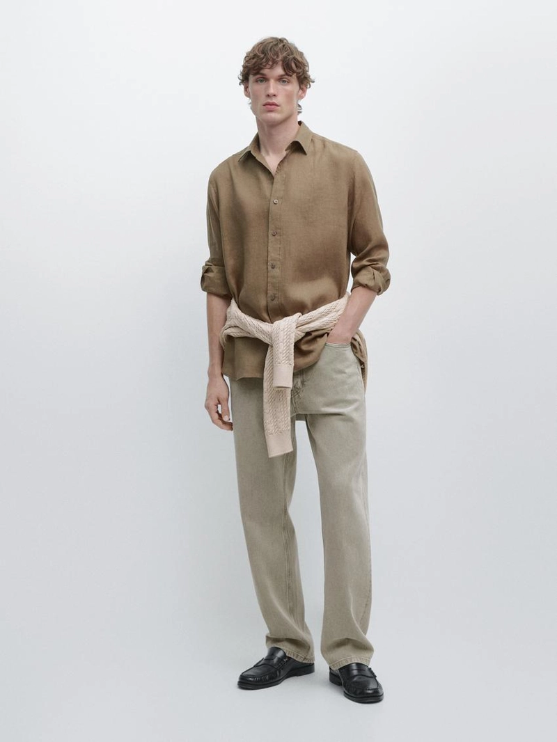 Рубашка из 100% льна в плотной посадке