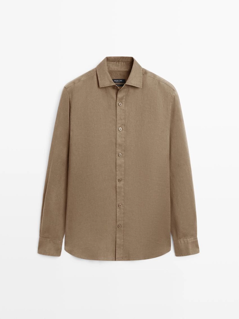 Рубашка из 100% льна в плотной посадке