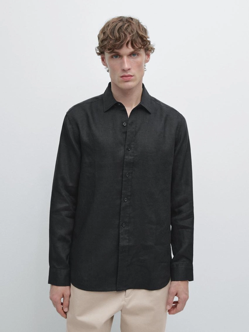 Рубашка слим-фит из 100% льна