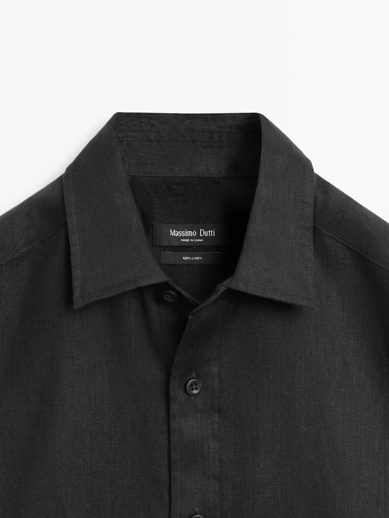 Рубашка слим-фит из 100% льна