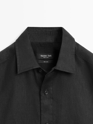 Рубашка слим-фит из 100% льна- Заказать в России