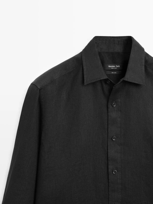 Рубашка слим-фит из 100% льна- Заказать в России