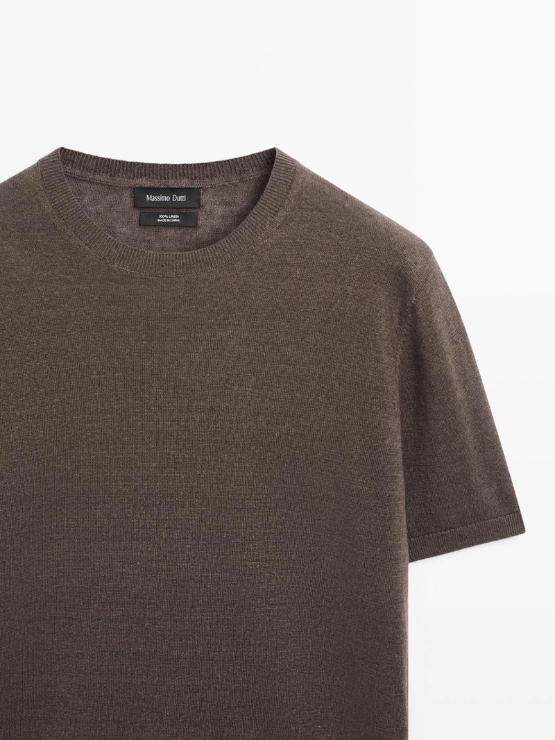 Легкая вязаная футболка из 100% льна