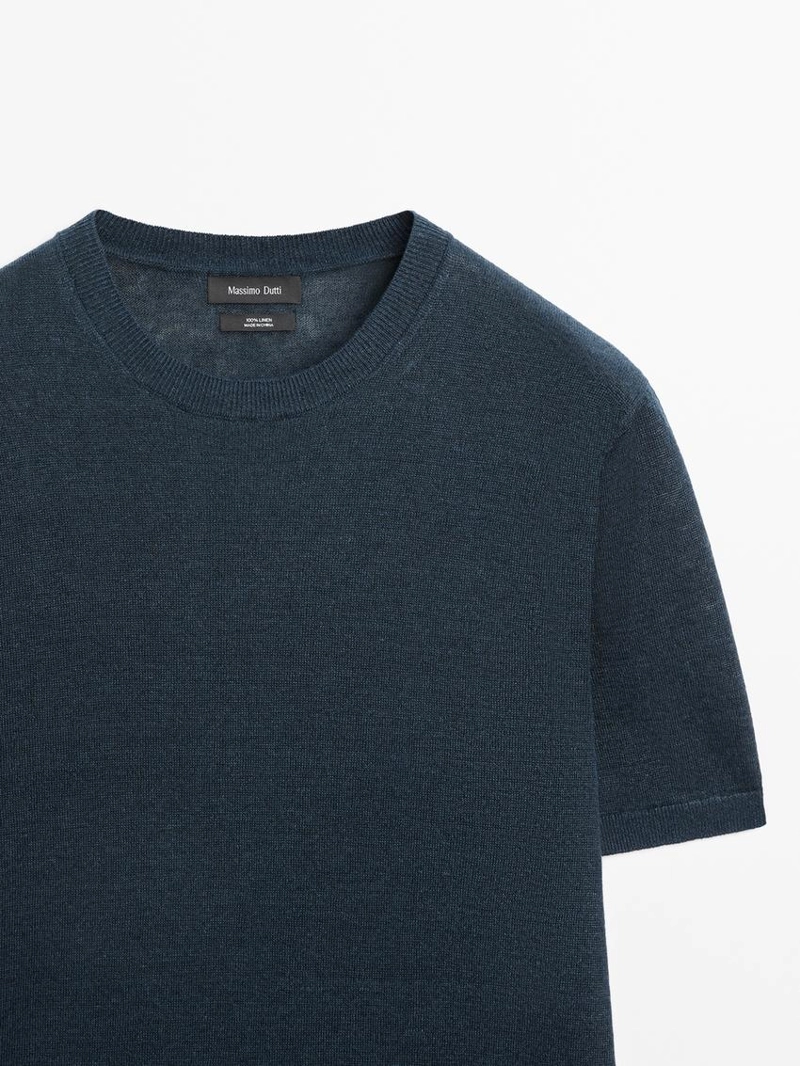 Легкая вязаная футболка из 100% льна