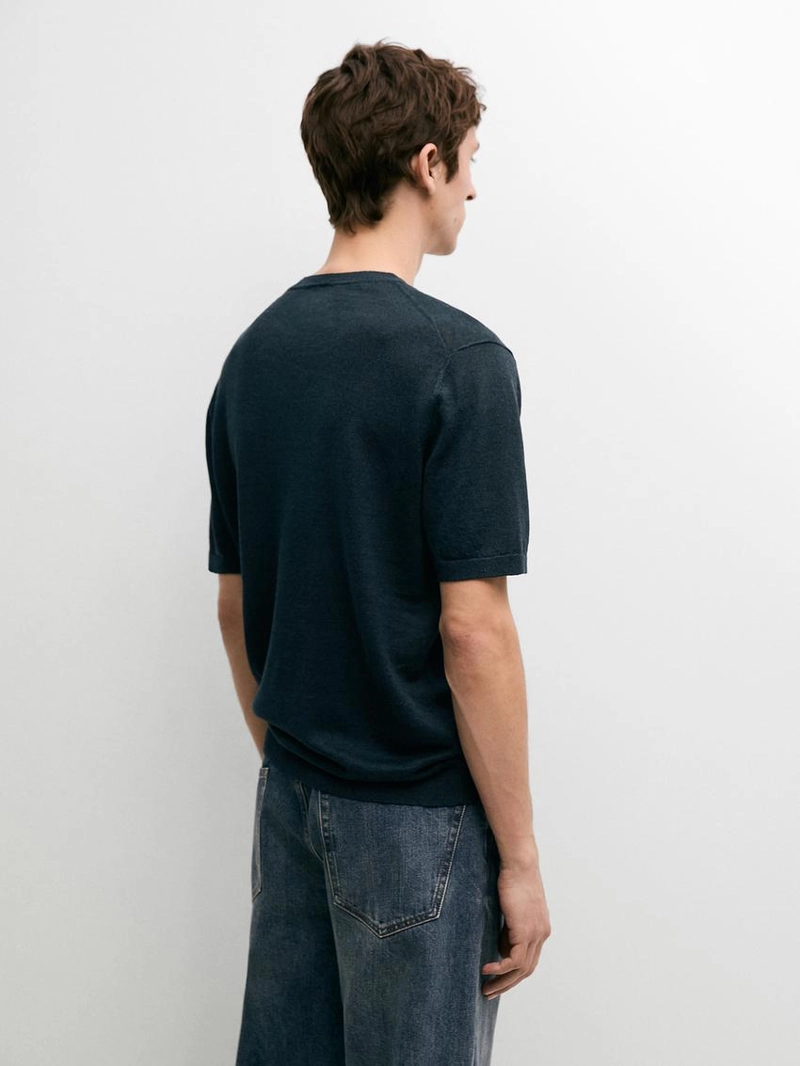 Легкая вязаная футболка из 100% льна