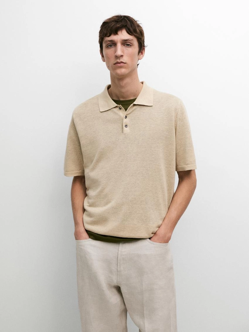 Поло из льняной пряжи