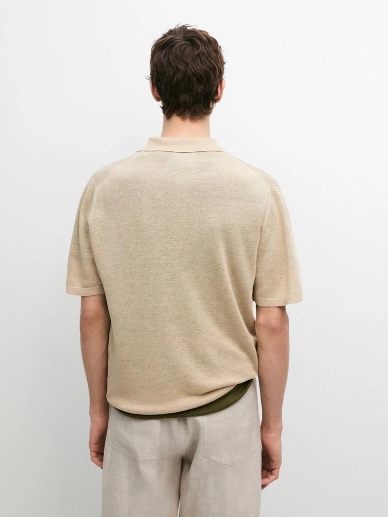 Поло из льняной пряжи