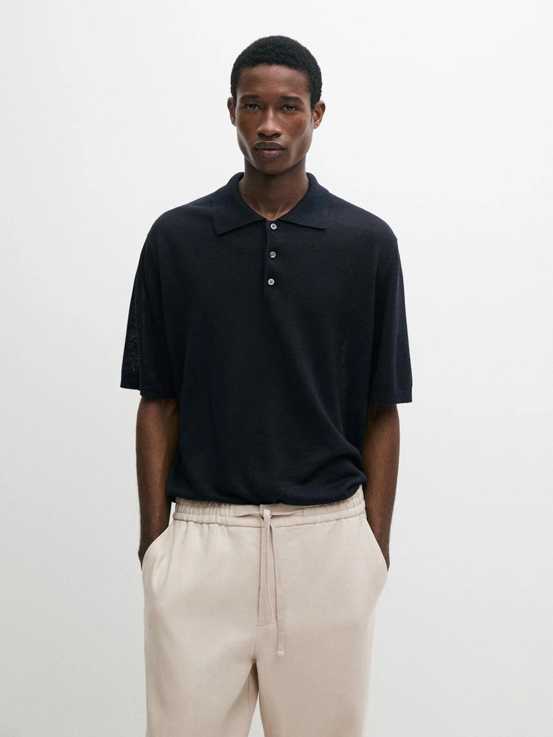 Поло свитер из льна