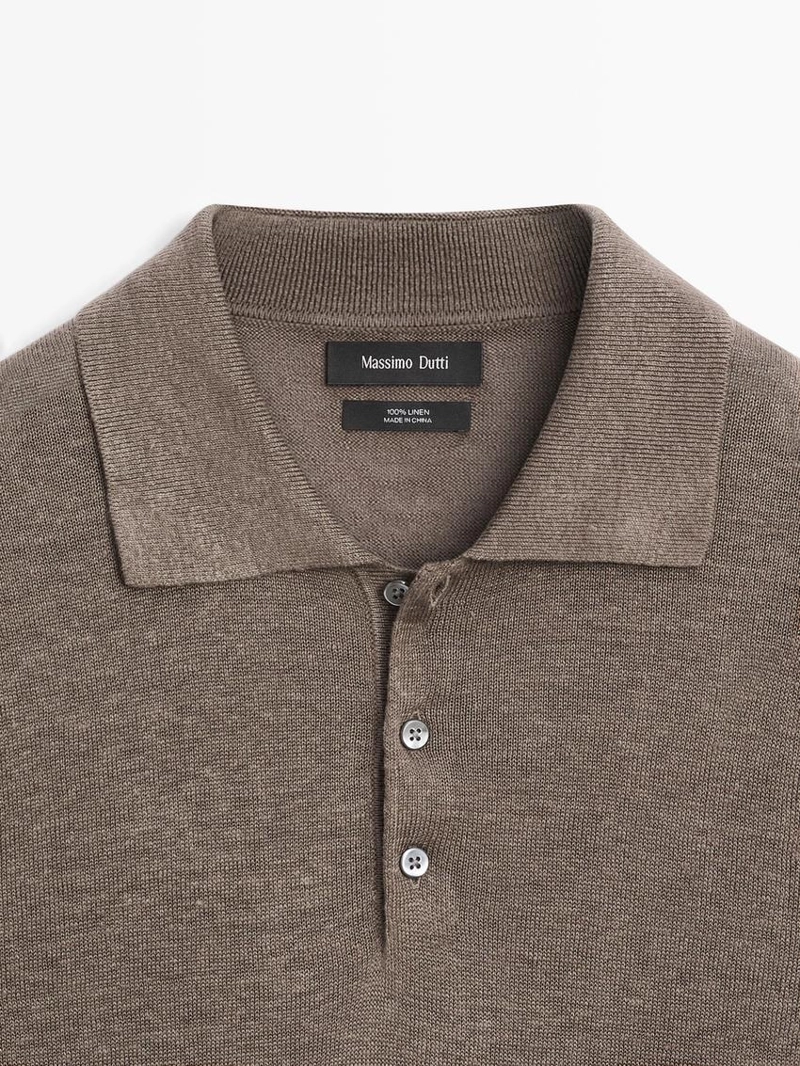 Поло свитер из льняного трикотажа