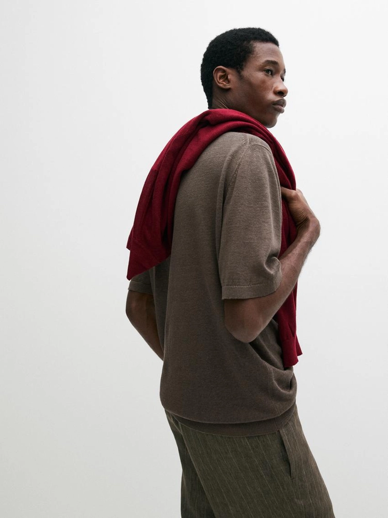 Поло свитер из льняного трикотажа