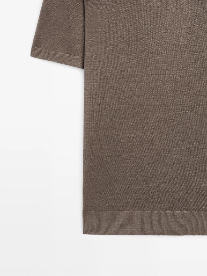 Поло свитер из льняного трикотажа