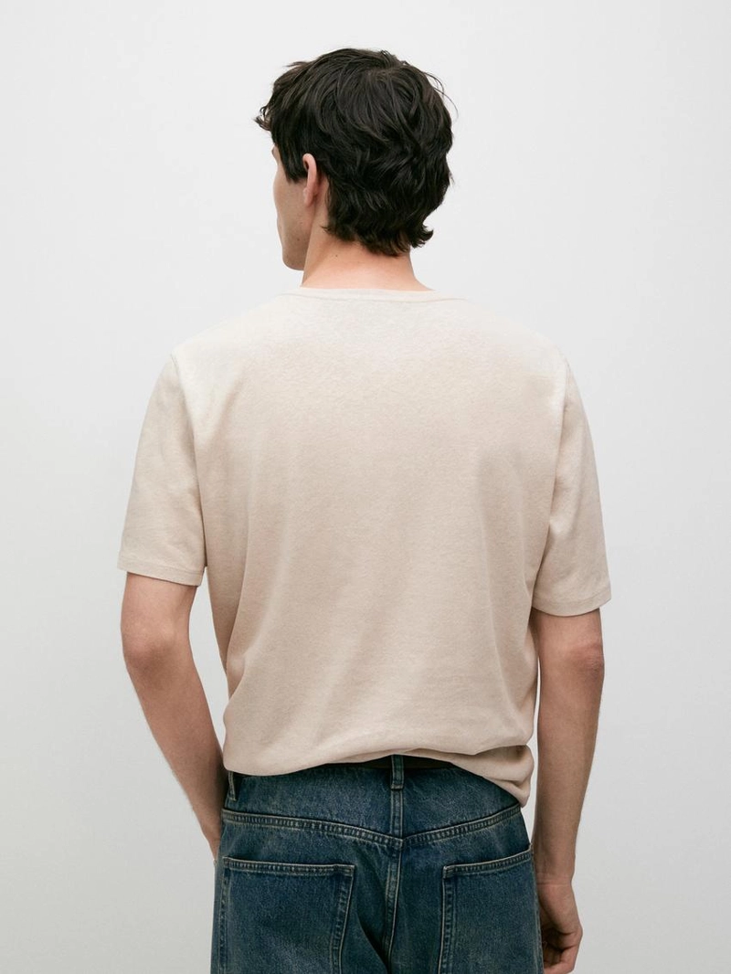 Футболка с короткими рукавами из льняной смеси