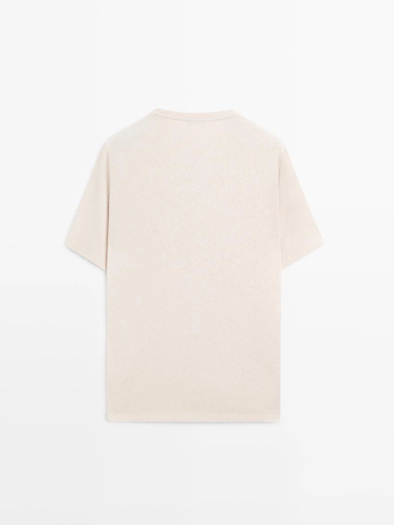 Футболка с короткими рукавами из льняной смеси