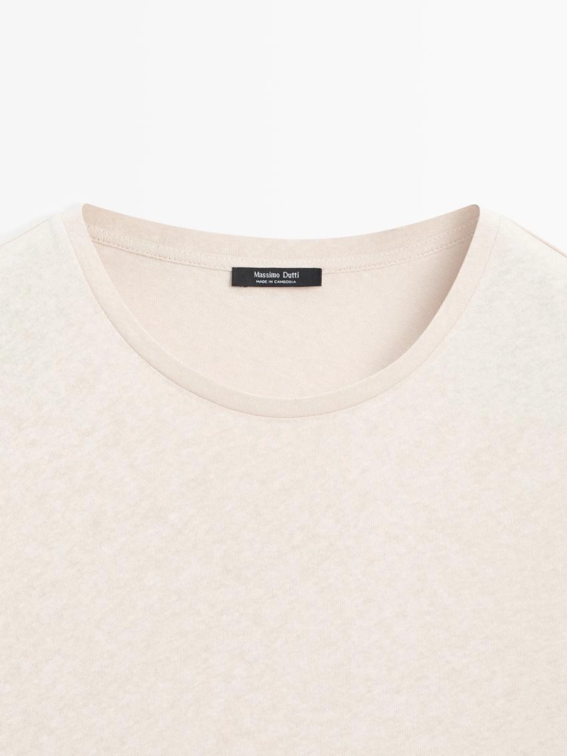 Футболка с короткими рукавами из льняной смеси