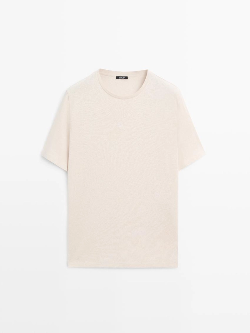 Футболка с короткими рукавами из льняной смеси