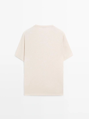 Футболка с короткими рукавами из льняной смеси- Заказать в России