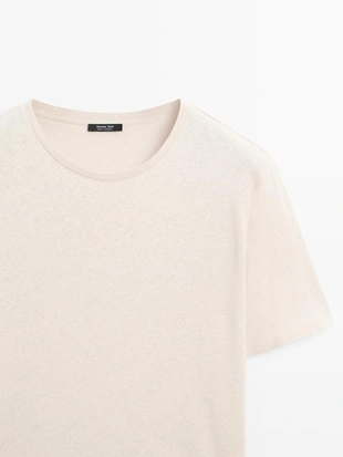 Футболка с короткими рукавами из льняной смеси- Заказать в России