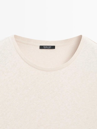 Футболка с короткими рукавами из льняной смеси- Заказать в России