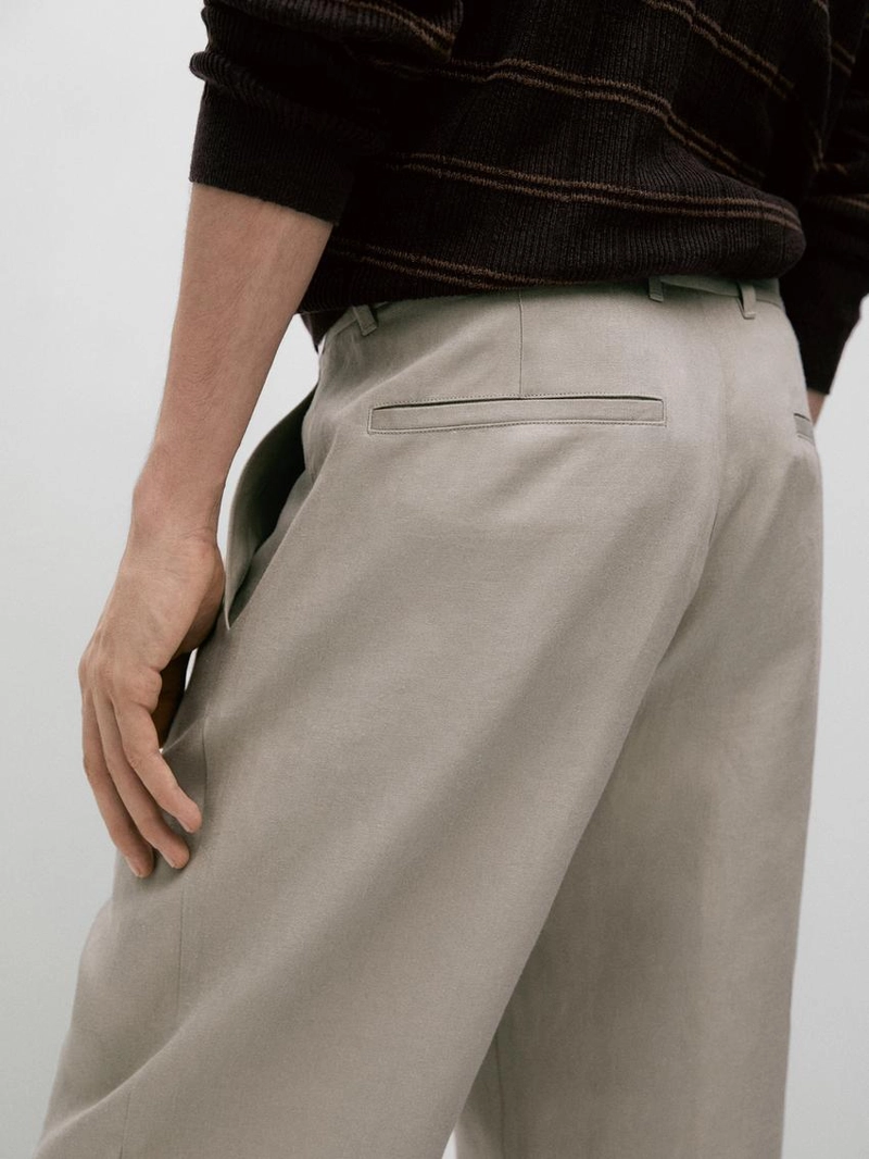 Брюки из льна приталенного кроя