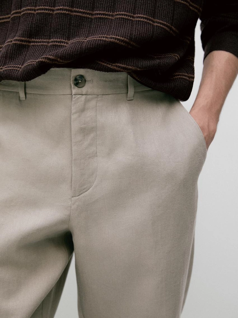 Брюки из льна приталенного кроя