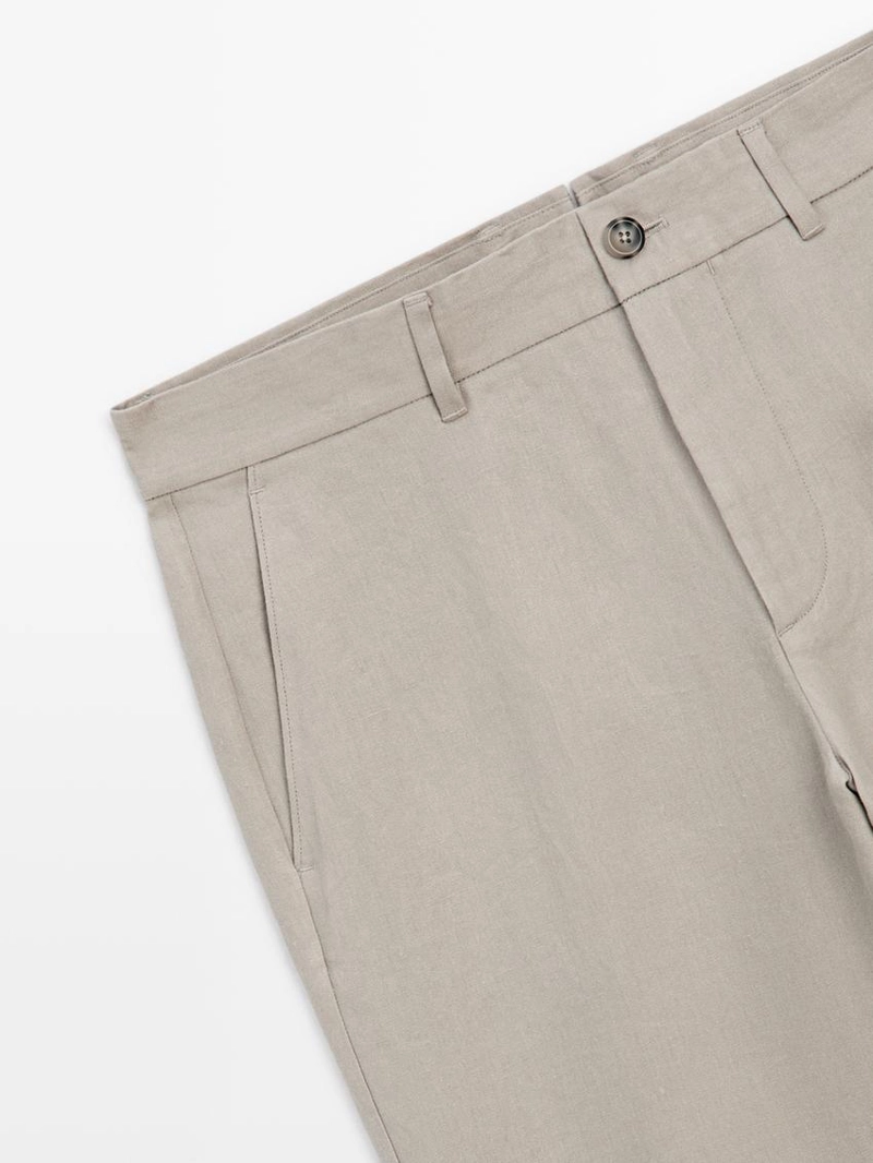 Брюки из льна приталенного кроя