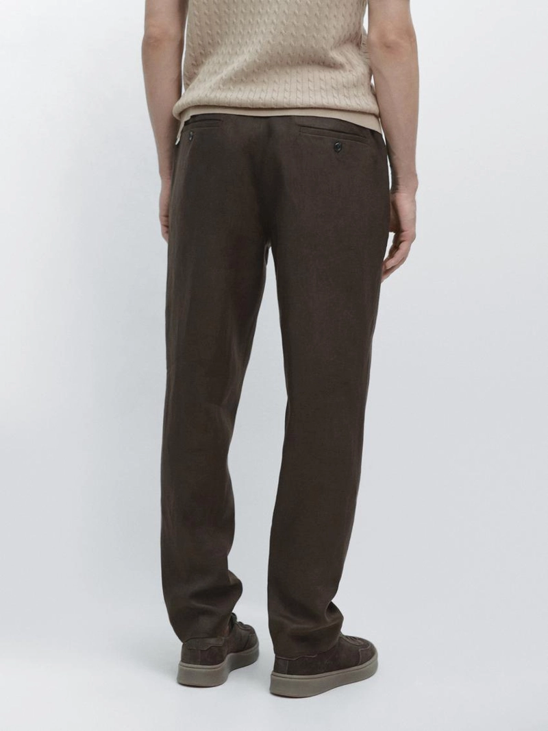 Брюки из льна с зауженным кроем