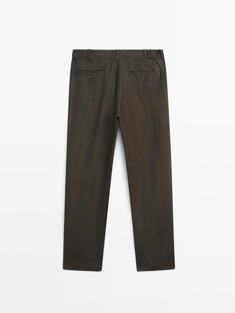 Брюки из льна с зауженным кроем