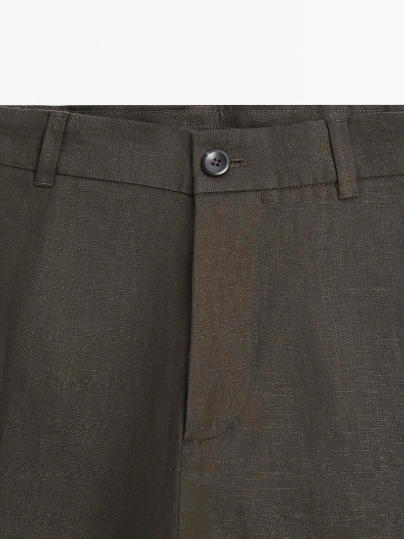 Брюки из льна с зауженным кроем