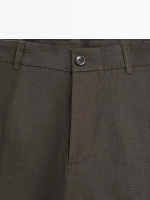 Брюки из льна с зауженным кроем- Заказать в России