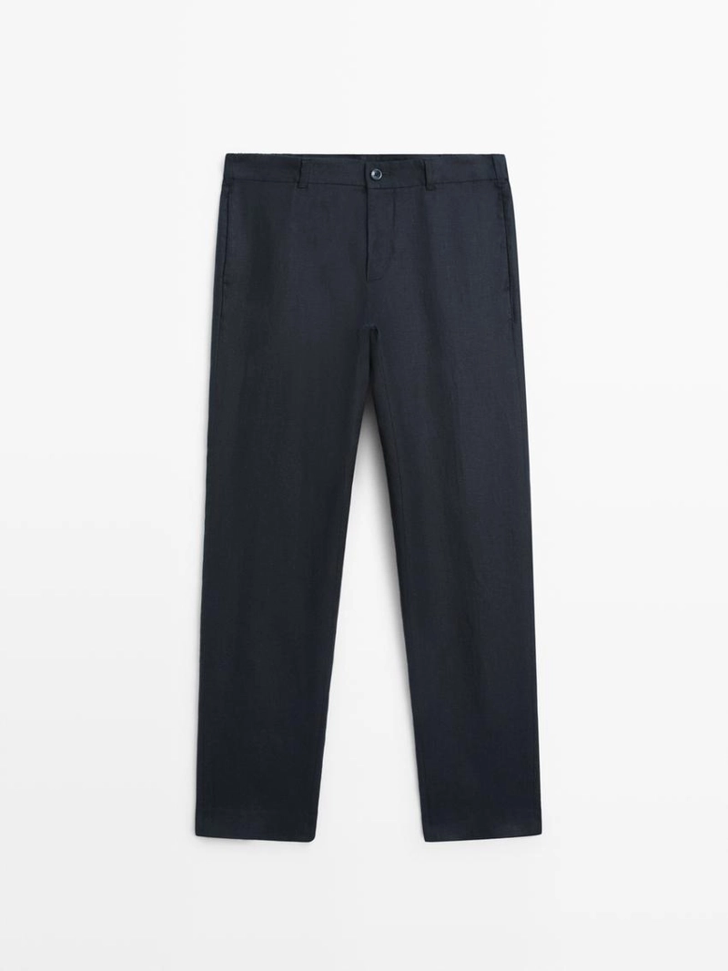 Брюки из льна с зауженным кроем