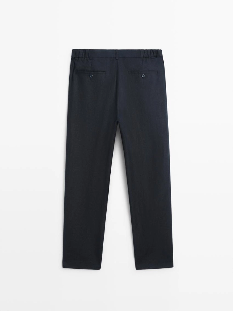 Брюки из льна с зауженным кроем