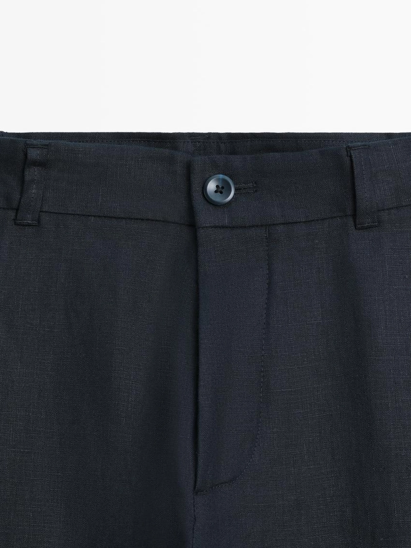 Брюки из льна с зауженным кроем